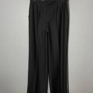 ESCADA black sequin side stripe wool mohair black trousers size 38 ALTERED